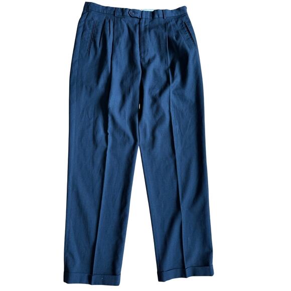 YSL Yves Saint Laurent Pour Homme Mens Trousers Black Wool Blend Cuff 38 x 34 - Picture 1 of 11